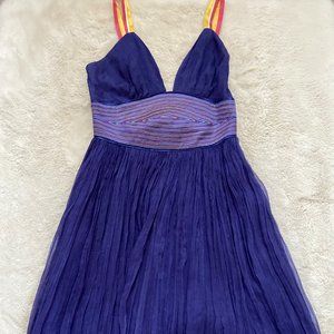 Catherine Malandrino Blue Multicolor Silk Dress